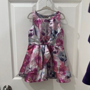 GIANNI BINI Girls Floral Metallic Pink and Silver Kids Sleeveless Dress